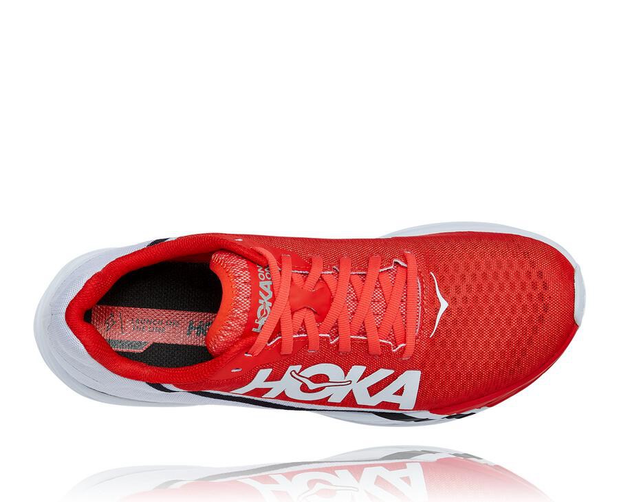 Running Shoes Mens - Hoka One One Rocket X - Red/White - TDGRWYC-10